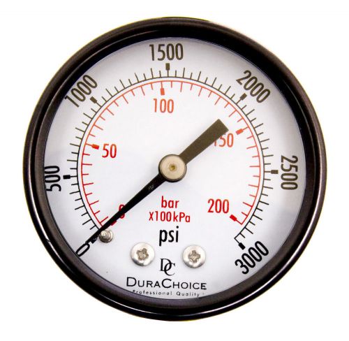 2&#034; Utility Pressure Gauge - Blk.Steel 1/4&#034; NPT Center Back 3000PSI