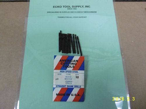 SCREW MACHINE #30{.1285&#034;}DIA HIGH SPEED 135SPLIT PT BLACK OX NEW USA 12 PCS$6.60