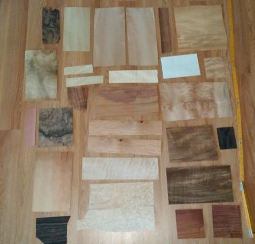29 assorted wood veneer birdseye ebony walnut rosewood koa maple burl assortment