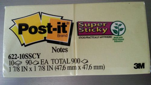 POST-IT NOTES 10 PADS 90 SHEETS PER PAD 1 7/8 x 1 7/8 Yellow 622 BRAND NEW NIP