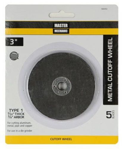 Master Mechanic 160353  5 Pack, 3 -Inch x 3/32 -Inch x 3/8 -Inch, Cut Off Wheel