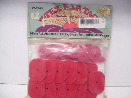 Y-Tex Ear Tags 2-Piece 25 Tags Hog Cow Red All American System Livestock ID