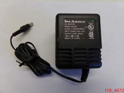 Sino-American 11 Volt DC, 800 mA Power Supply AC Adapter 8.8 W A41209