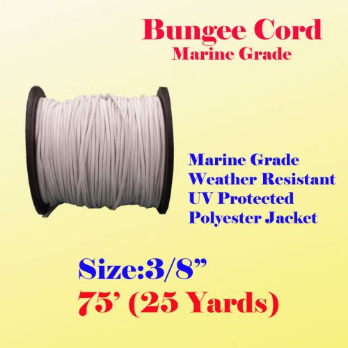 3/8&#034; x  75 ft (25 yard) premium marine grade bungee shock stretch cord uv white for sale