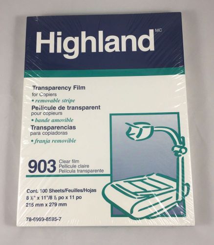 100 Sheets Highland 903 Transparency Film for Copiers, 8 1/2&#034; x 11&#034; New in Box!