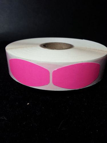 1.25&#034; x .625&#034; PINK MERCHANDISE LABELS 1000 PER ROLL FL RED BLACK STICKER