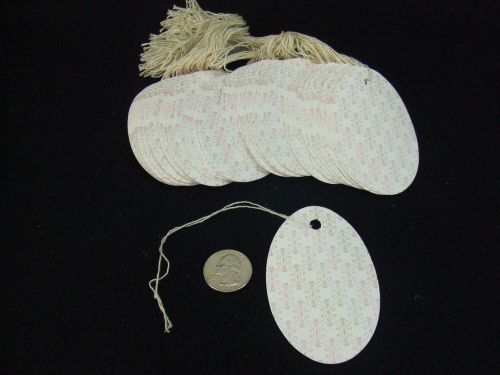 500 Large Oval Pink Romantic Theme String Tags Price/Gift Tags 3 1/4&#034; x 2 1/4&#034;