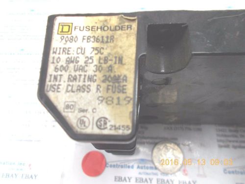 Square D FB3611R Fuse Block Holder, 600V 30A