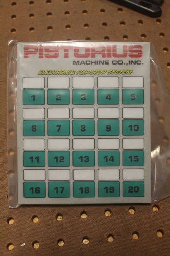 PISTORIUS MACHINE CO ELECTRONIC FLIP-STOP SYSTEM Control Panel