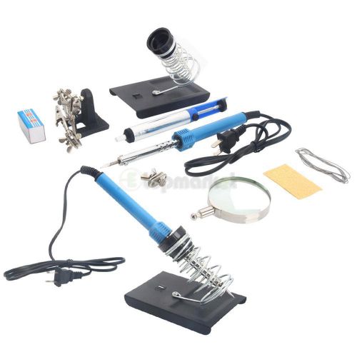 8in1 110V 30W Rework Solder Soldering Iron Kit with Magnifier Desoldering Pump