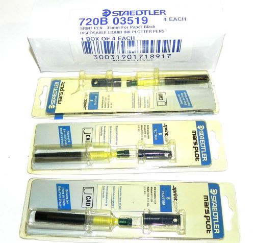 NIB STAEDTLER 720B 03519 DISPOSABLE LIQUID INK PLOTTER PENS .35mm (BOX OF 3)