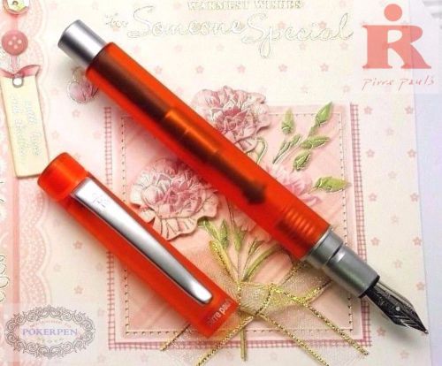 Pirre Paul&#039;s 325C Fountain Pen clear ORANGE+5 cartridges BLUE ink