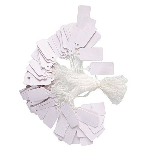 100 Pcs Price Label Tags with Hanging String for Jewelry Display 23 x 13mm White