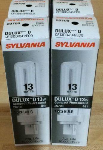 4 BRAND NEW SYLVANIA DULUX D 13W FLUORESCENT BULB CF13DD/841 20708 fits GX23-2