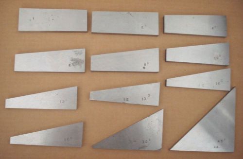 Set of 12 Angle Gage Blocks includes 1, 2, 4, 6, 8, 10, 12, 13, 14, 15, 30 &amp; 45