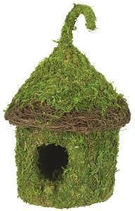 Moss Birdhouse Green Backyard Garden Wedding Decoration 7&#034; Hanging Decor Natural