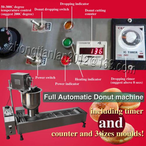 Commercial Automatic Donut Maker Making Machine, Wider Oil Tank, 3 Sets Mold