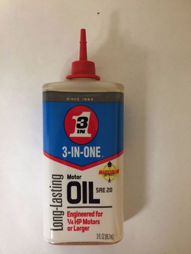 3-IN-ONE Long Lasting Motor Oil &#034;SAE 20&#034; w/ Marksman Spout ~ New 3oz Bottle