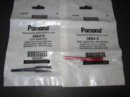 2-Pomona Test Adapter Sockets 3562-0 Black/3562-2 Red .063 ( NIP )