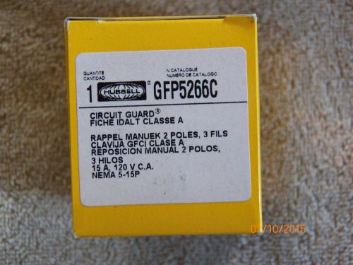 NIB Hubbell GFP5266C GFCI Plug 120vac 15amp straight blade nema 5-15 2 available