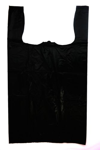 Plastic bag-jumbo black plain t-shirt bag 17&#034;x 8&#034;x 29&#034; 18 mic - 400 bags/case for sale