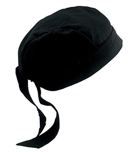 Chef Works SCBL-BLK-0 Black Cotton Head Wrap