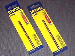 2 ea. Irwin 63915 15/64 Titanium Nitride Coated HSS Drill Bits