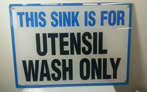 New emedco plexi-glass sign,&#034;utensil wash only&#034;, 1/4&#034; thick,nos,predrilled for sale