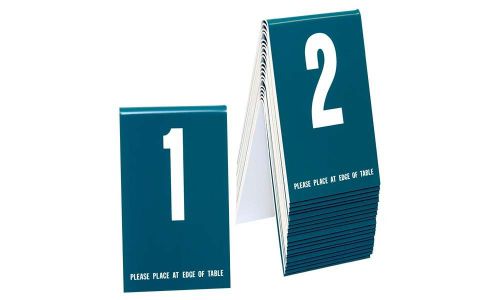 Table Numbers 1-20- Teal w/ white number, Tent style, Free shipping