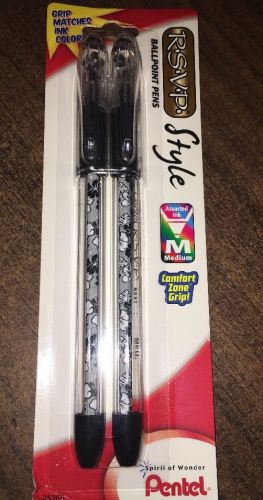 Pentel rsvp style ballpoint pens 2 pack  black ink for sale