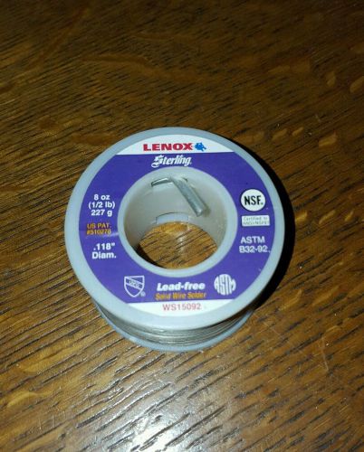 LENOX, STERLING 1/2LB .118 DIA LEAD FREE SOLID WIRE SOLDER WS15092