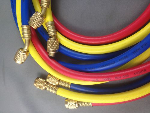 Refrigeration 60&#034; x 1/4&#034; 1.5 metre sae charging hose set for r134,r22,r404 for sale