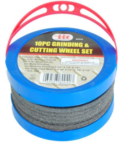 10 PC GRINDING/CUTTING WHEEL SET MASONRY/METAL GRINDING, CUT-OFF WHEELS