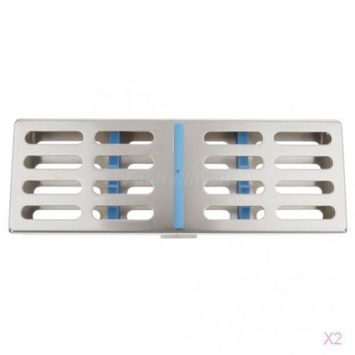 2x STERILIZATION CASSETTE RACK DISINFECTION TRAY BOX HOLD 5 DENTAL INSTRUMENTS