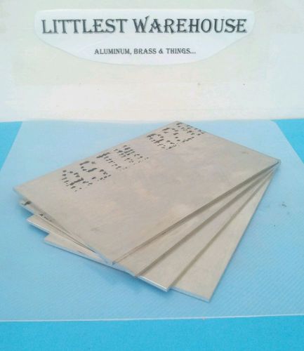 4 pc .090&#034; X 4.0&#034; X 6.35&#034; 6061 aluminum plate stock flat bar new mill stock