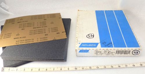 Sand paper tuf bak durite  9&#034; x 11&#034; 80 grit norton 01170 43 pcs t461 usa (br4) for sale