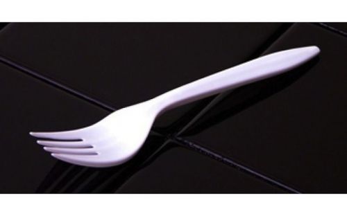 CERT0 Plastic Medium Weight Forks, White Tableware, 1000 pieces per Carton