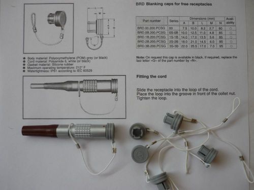 BRD.1B.200.PCSG  Lemo Dust Cap Cover for the 1B  or 1S Receptacles