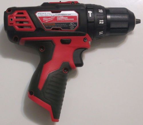 New Milwaukee 2408-20 M12 12v Li-ion Cordless 3/8&#034; Hammer Drill Driver Bare