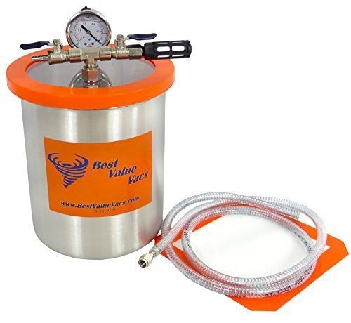 BestValueVacs 1.5 Gallon Tall Stainless Steel Vacuum Chamber to Degass