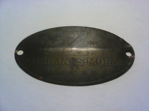 Antique Fairbanks-Morse Z 3 H.P. Brass name plate