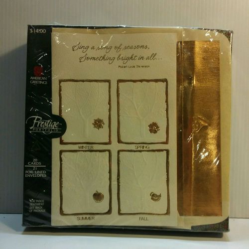 American greetings 20 pack gold foil embossed &amp; lined env christmas cards nib for sale