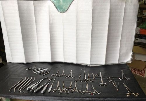 Over 35 various medical instruments hemostats straight curved tweezers forceps for sale