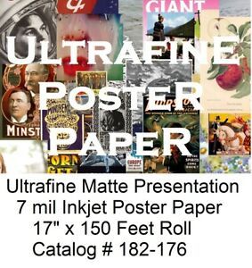 2 Rolls Ultrafine Matte Presentation 7 mil Inkjet Poster Paper 17&#034; x 150 Feet
