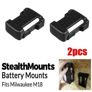 2 X BATTERY MOUNTS For MILWAUKEE M18 18v 1.5-9Ah Storage Holder Shelf Rack Slots