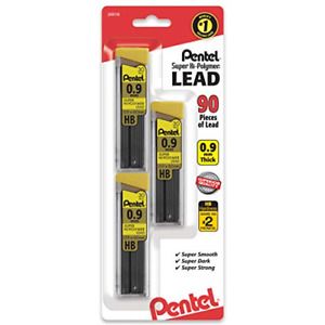 Pentel Super Hi-Polymer Lead Refills 0.9 mm 90 Pieces C29BPHB3Gray