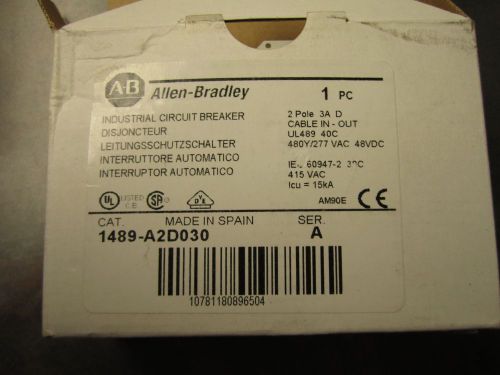New allen-bradley 1489-a2d030 circuit breaker 3a for sale
