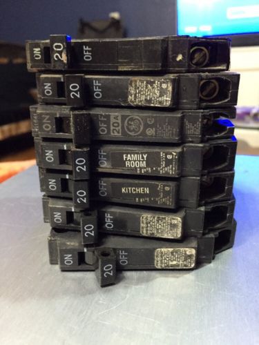 General electric lot of 7-20 amp 1 pole circuit breakers for sale