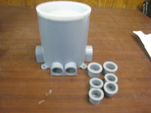 Nib steel city 68p non metallic floor box with concrete cap and six hub plugs for sale