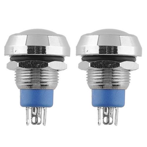 New 2pcs momentary metal push button switch 12mm round pin terminals 1no for sale